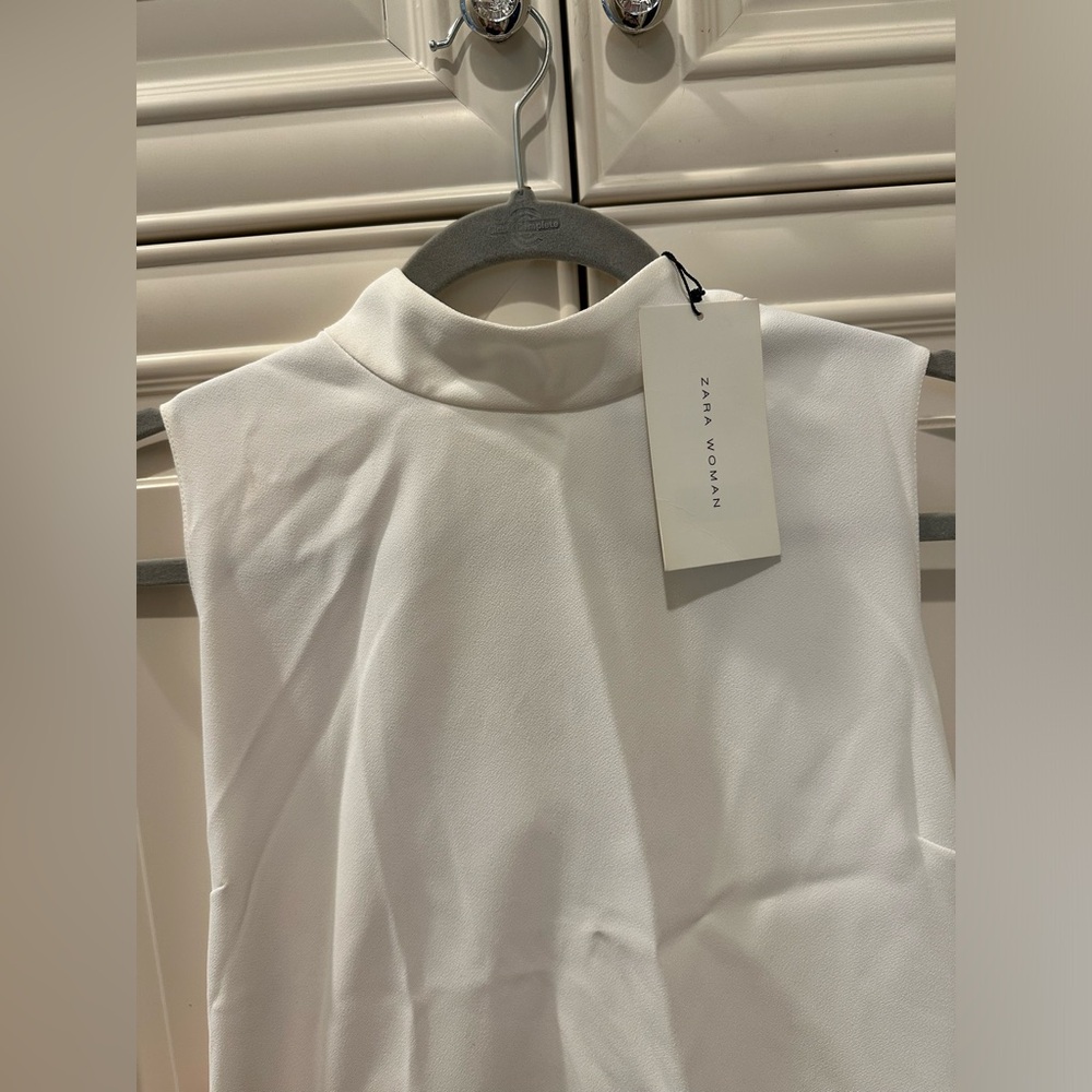 Zara high neck white blouse